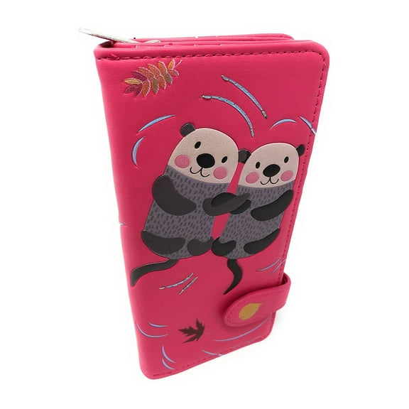 Shagwear Otters Fuchsia Large Zipper Wallet