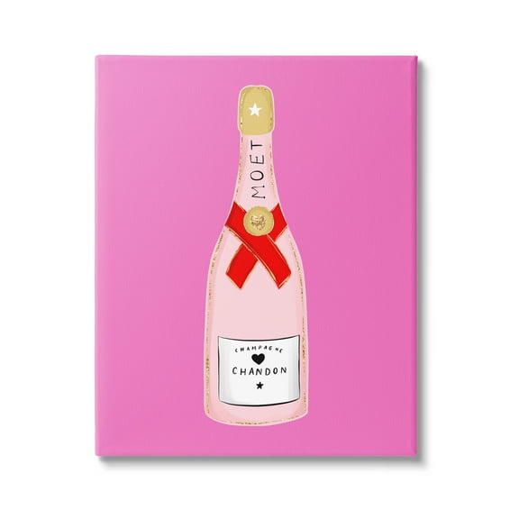 Stupell Industries Fun Pink Champagne Food & Beverage Painting Gallery Wrapped Canvas Art Print Wall Art, 16 x 20