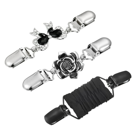 3 Pack Sweater Clips Cardigan Collar Clips Shawl Clips, 3 Styles