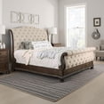 thumbnail image 5 of Benjara Eastern King Bed with Sleigh Headboard and Footboard- Brown and Beige, 5 of 7