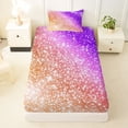 thumbnail image 3 of jejeloiu Purple Orange Sparkling Print Twin Sheet Sets Kids,Multicolor Aesthetic Art Bedding For Girls,3pcs, 3 of 6