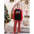 thumbnail image 3 of Family Matching Christmas Pajamas, Letter Print Long-Sleeved Round Neck Tops + Plaid Pattern Trousers Sleepwear Outfits, 3 of 6