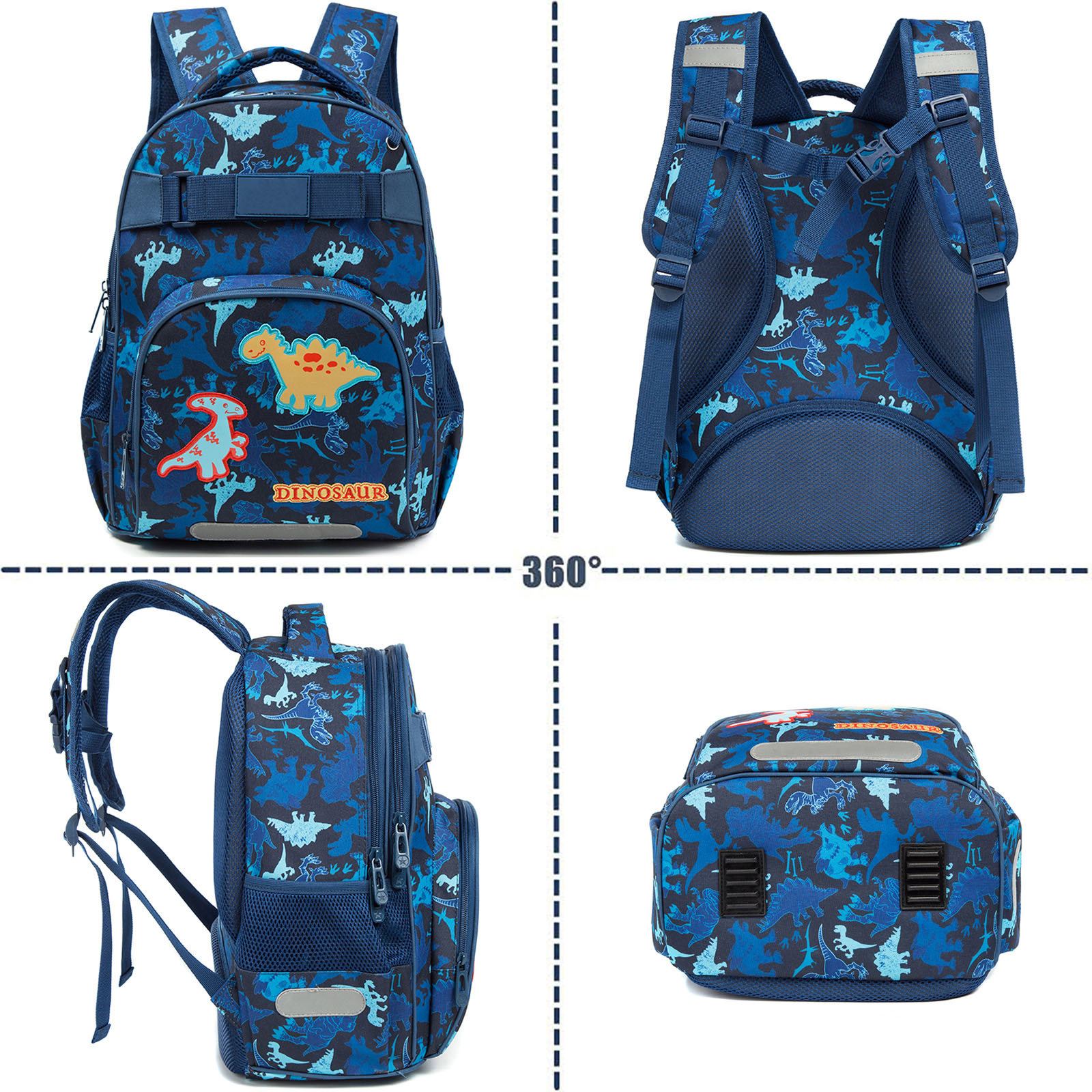 lvyH Kids School Backpack Unicorn Dinosaur Waterproof Schoolbag with Pencil Case Boys Girls Travel Outdoor,Blue - image 2 of 8