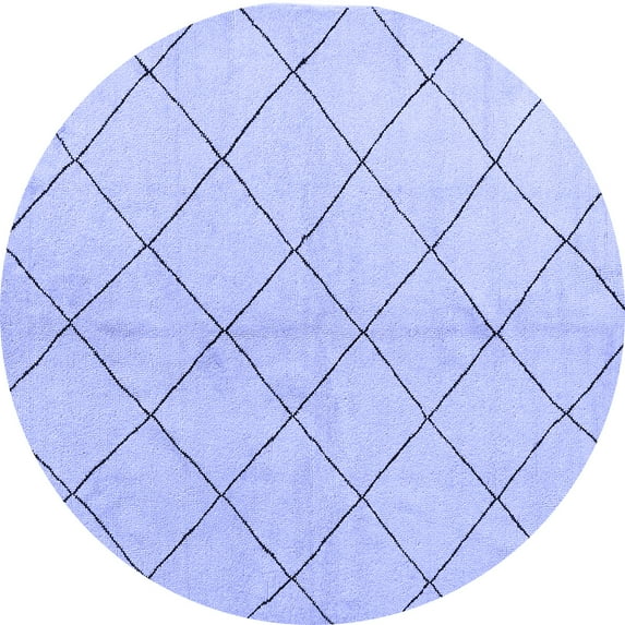 Ahgly Company Machine Washable Indoor Round Solid Blue Modern Area Rugs, 5' Round