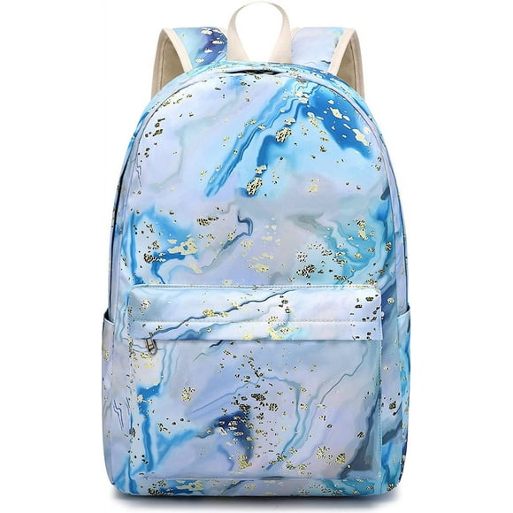 SHIQI-School Backpack for Teen Girls Women Laptop Backpack Marble College Bookbags Middle School Travel Work Commuter Back Pack(Marble Blue)