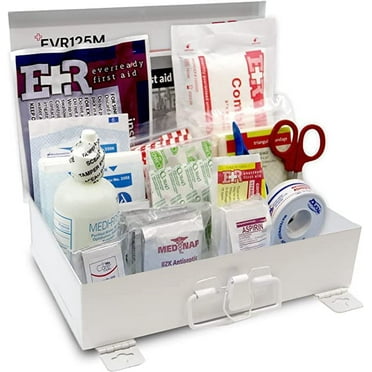 Ever Ready First Aid 107 Piece 25 Person First Aid Kit with Metal Case, OSHA Compliant