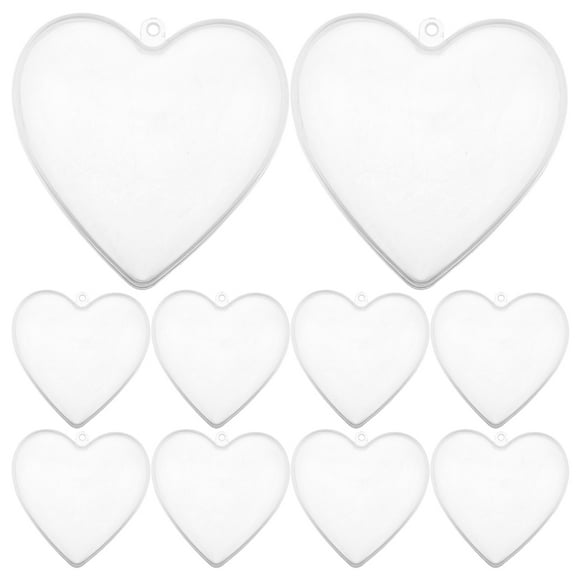 GOOHOCHY 10 bolas de plástico transparente rellenables con forma de corazón para manualidades, para decorar fiestas, bodas y otras ocasiones.