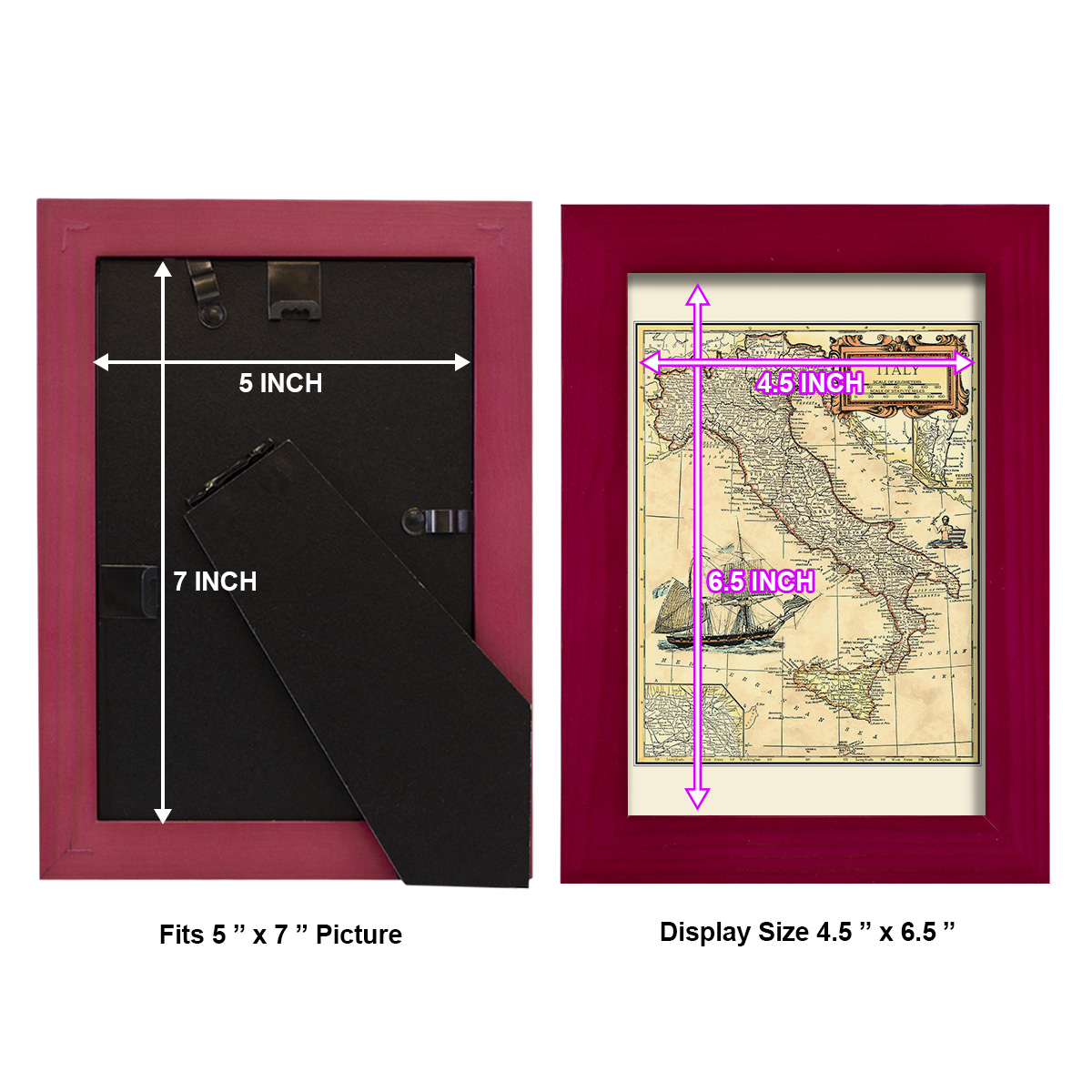 Italy Map -Framed Print w/glass-Cherry Red