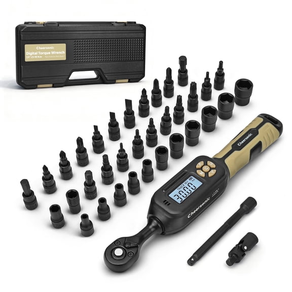 Cheersonic Digital Torque Wrench 1/4 Drive, 1.1-22.1 ft-lb, 1% Accuracy, Buzzer & LED, Desert Tan
