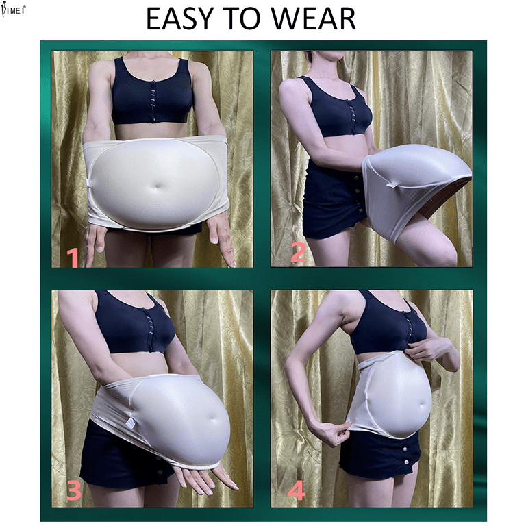 BIMEI Fake Pregnancy Sponge Belly with Seamless Waistband for Movie TV  Series Props Spoof Costume Cosplay Actor Performance Women's Novelty  Pregnant Belly Costume Accessory，Beige，L(8-10 months) 