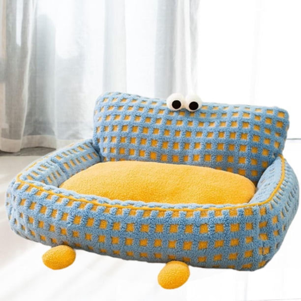 Sofá para mascotas, acogedor, decoración del hogar, cama para gatos con dibujos animados para habitación interior, cachorro azul pequeño
