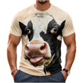 thumbnail image 2 of Men's All-over Print Tee, Funny Cow Face Licking Nose 3D Graphic Short Sleeve, Round Neck Comfortable Fabric, Novelty Animal Top for Summer Casual, Daily Wear, Theme Party, 2 of 4