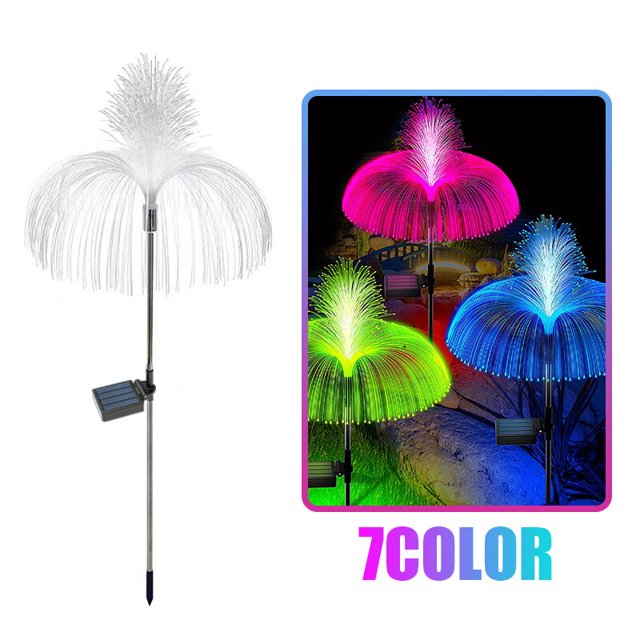 Luz Solar doble de medusas para exteriores, lámpara de decoración impermeable para césped, Patio, luces solares de jardín, luces LED de fibra óptica, 7 colores
