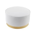 thumbnail image 3 of Posh Living Suchada Faux Leather Round Cocktail Ottoman in White/Gold, 3 of 7
