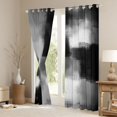 thumbnail image 3 of Manfei Abstract Watercolor Art Kitchen Curtains, Aesthetic Ombre Black Out Curtains Pack of 2 (42x63 Each), Gray Black White, 3 of 6