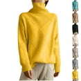 thumbnail image 7 of Womens High Neck Sweaters Solid Color Comfy Knitted Turtleneck Pullover Loose Long Sleeve Casual Winter Tops (XL, Yellow), 7 of 7