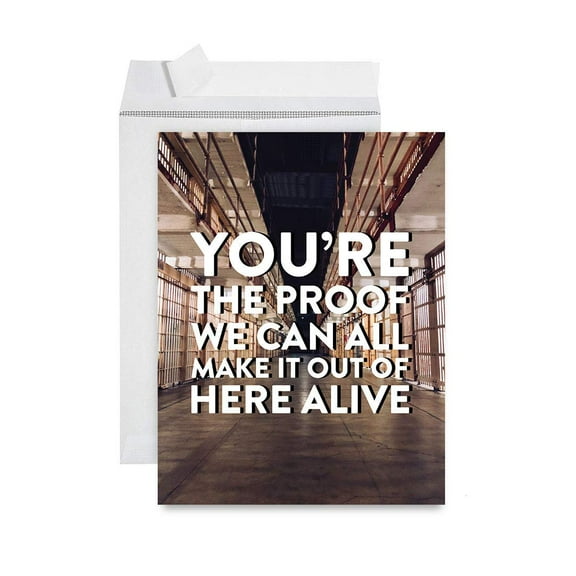 Koyal Wholesale Funny Jumbo Retirement Card With Envelope , Greeting Card, You're Proof We Can All Make It Out Alive