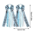 thumbnail image 2 of Bike Decorations 4Th of July, Bike Accessories for Girls, Bike Spoke Decorations, Tassels for Decoration, 7X3 Inch Light Blue Plaid Lace Pearl Ribbon Bow Pair, Long-Lasting, 2 of 3