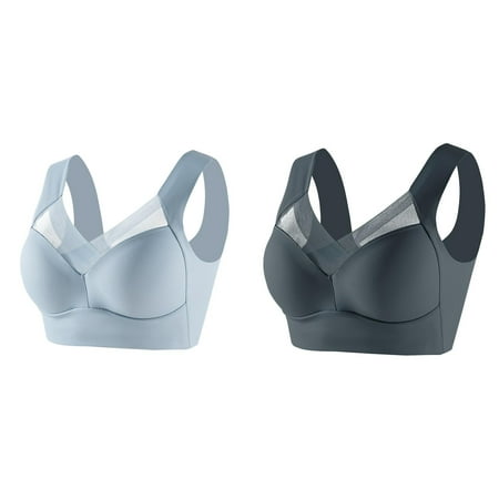(2-Pack) Kcodviy Women s Large Strapless Lace Bra Womens Tank Top Underwear Thin Womens Bra Pack Side Fold Side Large Sports Bras for Women Gather Adjustable Bra