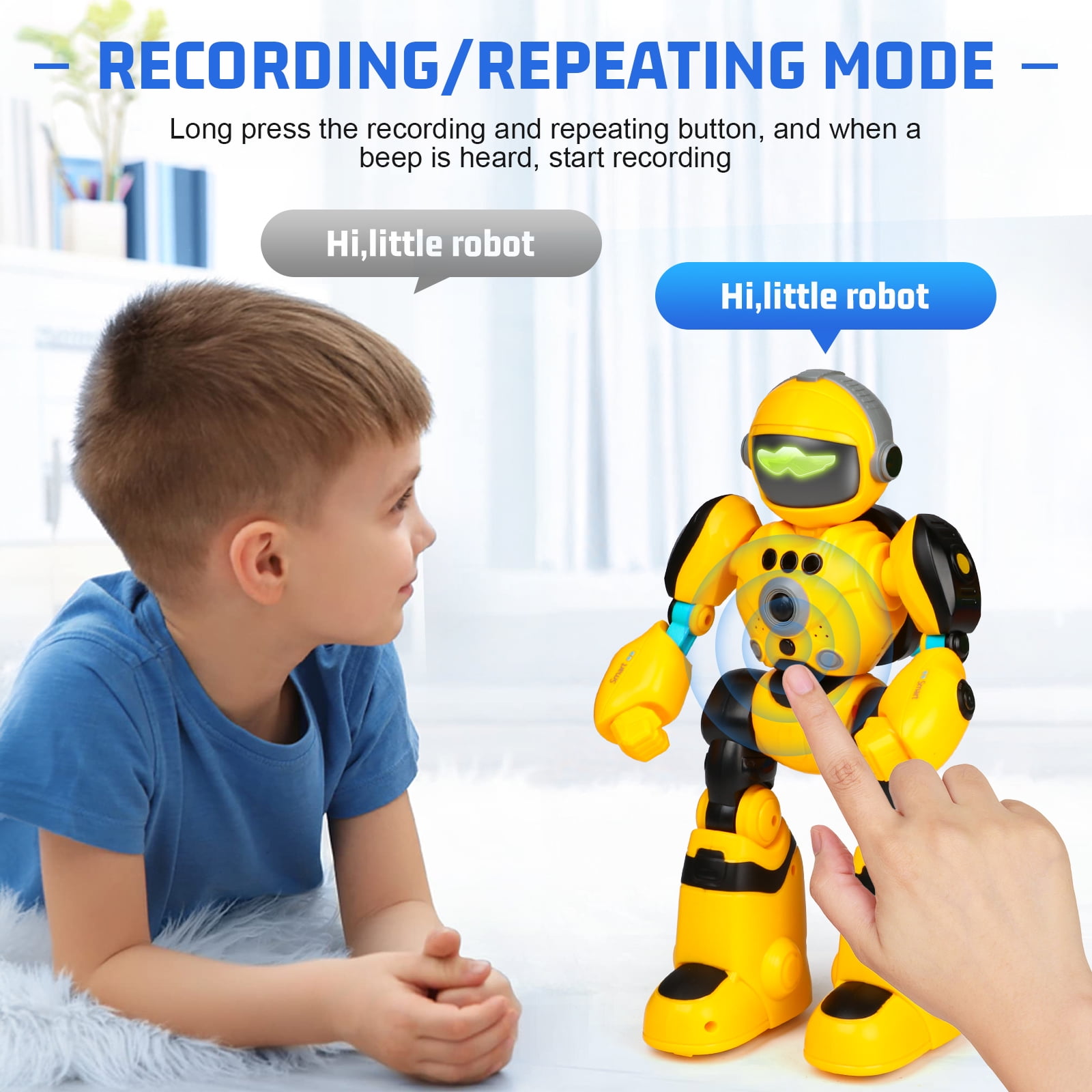 HopeRock RC Robot Toys for Kids, Gesture Sensing Programmable Remote Control Smart Robot, Birthday Gift for Boys Girls Age 3 4 5 6 7 8+ Year Old(Yellow)