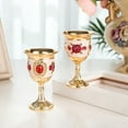 thumbnail image 3 of Inlay Style Zinc Alloy Goblet Wine Goblet Carved White Liquor Glass Stem-cup Stemware for Home Bar Party (Gold White Red Flower, Random Flower Pattern), 3 of 6