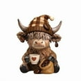 thumbnail image 2 of Loyerfyivos 1 Pc Highland Cow Figurines Coffee Highland Cow Gnomes Scottish Resin Statue Calf Lovers Gifts for Christmas Home Garden Kitchen Office Tiered Tray Table Decor, 2 of 4