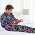thumbnail image 6 of Sikiie Rainbow Animal Skin Mens Pajama Set, Soft Warm Long Sleeve Sleepwear, Cozy Button-Down Pjs for Men-Large, 6 of 7