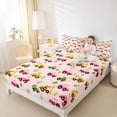 thumbnail image 3 of Manfei Cute Trees Queen Sheets,Cartoon Cars Print Queen Sheet Sets,Pink,4pcs,1 Flat Sheet, 1 Fitted Sheet and 2 Pillowcases, 3 of 6