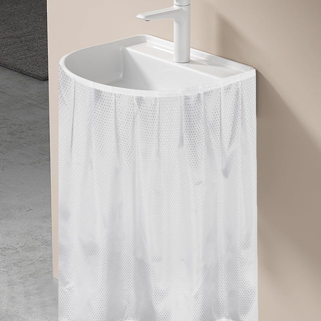 Faldón de lavabo Varpotle de tela impermeable para lavabo con pedestal, color blanco