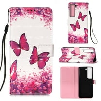 Feishell Wallet Case for Samsung Galaxy A14 5G,Shockproof Colorful Painted Pattern PU Leather Magnetic Clasp Flip Kickstand ID Credit Card Slots Slim Fit Phone Case Cover,Rose Butterfly