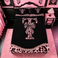 thumbnail image 5 of meiyoeat Leopard Bow Monogram T Print King Sheets For Cheetah Bow Lover,Pink Cute Bowknot Bedding For Kids Girls,4Pcs, 5 of 6