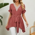 thumbnail image 2 of Blouses et Hauts pour Femmes Mode Femmes Couleur Unie Confortable Blouse Décontractée Sans Manches Col en V Bandage, 2 of 9