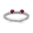 thumbnail image 1 of Sterling Silver Stackable Expressions Created Ruby Two Stone Ring - Size 7, 1 of 3