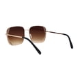 thumbnail image 2 of Womens Large Rectangular Metal Rim Designer Sunglasses Gold Brown, 2 of 4