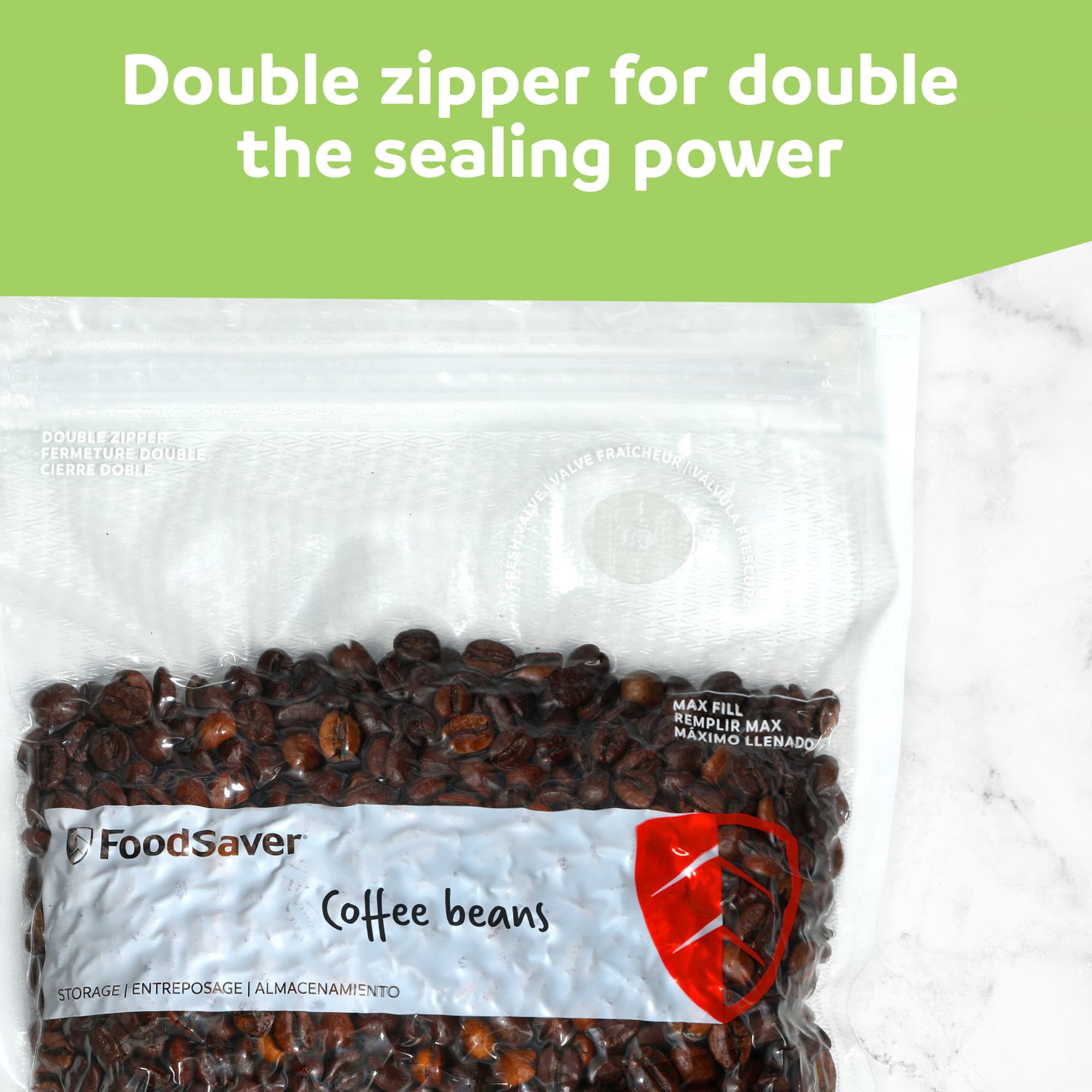 FoodSaver Reusable Quart Vacuum Zipper Bags, 34 Count BPA-Free Storage Bags for Food, Sous Vide, and Meal Prep, Compatible with Handheld Sealers