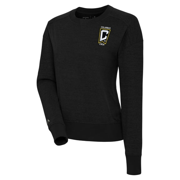 Women's Antigua Black Columbus Crew Forward Fleece Pullover Sweatshirt