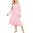 thumbnail image 5 of Biekopu Women Maternity Dress, Long Sleeve Square Neck Patchwork Pregnancy Dress Sleep Dress Loungewear, 5 of 7