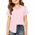 thumbnail image 4 of RMGVDSD Kids Girls Shirts Casual Short Sleeve Button Down Shirt Breathable Comfortable School Uniform Blouse Children's Wear 11-12 Years, 4 of 4