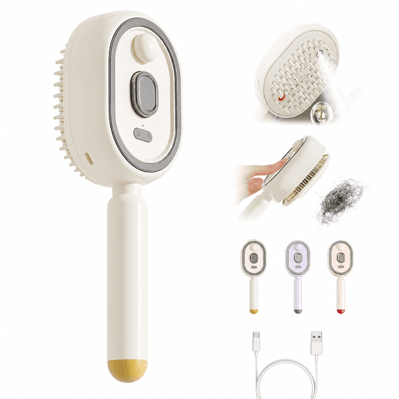 Electric Steam Brush, Electric Steam Brushs for Hair, Rechargeable Steam Hair Straightener, Detangling Steam Brush for Short Hair, Reduce Frizz, Nourishes Hairs