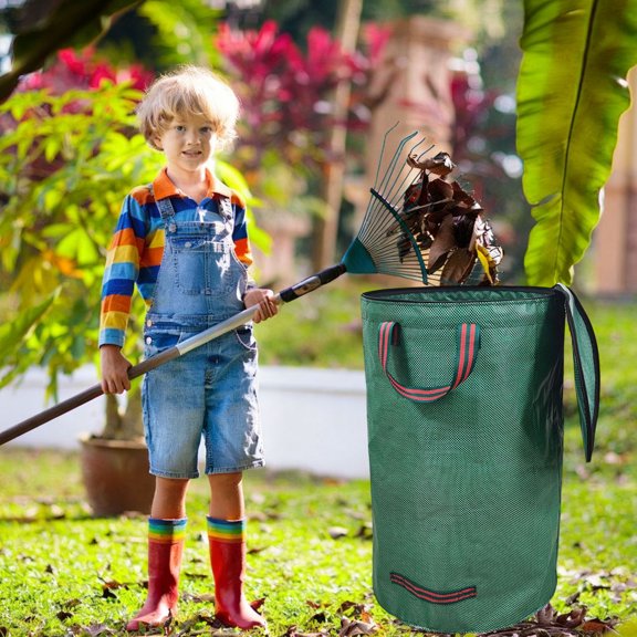 mfyjkho Large Garden Leaf with Lid, Heavy-Duty Yard Waste, 45-Gallon Capacity Waterproof Outdoor Trash for, Yard Work, and Fall