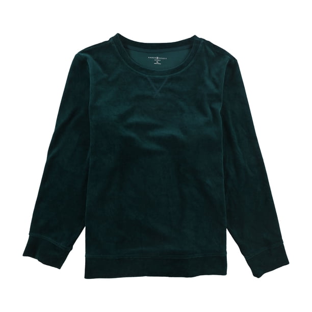 Karen Scott Sudadera de terciopelo para mujer, verde, extragrande Karen Scott Camisa de entrenamiento