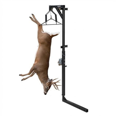 500 LBS Hitch-Mount Deer Hoist with Winch & Gambrel 360° Swivel Adjustable Height Heavy-Duty Game Hoist for Skinning Butchering Field Dressing