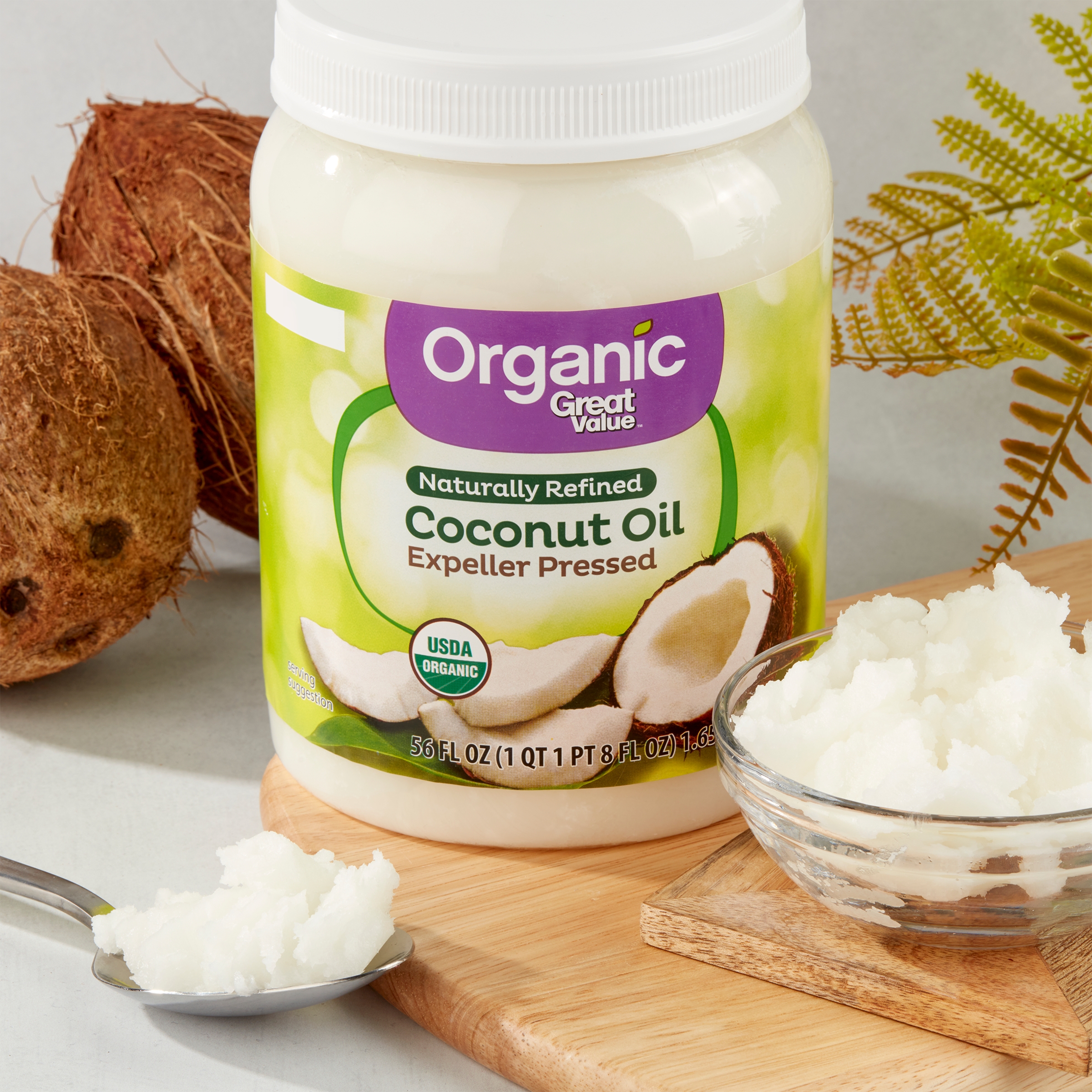 Great Value Organic Naturally Refined Coconut Oil, 56 fl oz - image 2 of 7