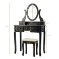 thumbnail image 3 of Topbuy Lighted Vanity Mirror Set Makeup Dressing Table w/ 5 Drawers Mirror & 12 LED Bulbs Black, 3 of 7