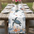 thumbnail image 4 of Sea Turtle Coastal Table Runner 72 Inches, Summer Coral Starfish Nautical Bed Runner Dresser Scarves Tabletop for Indoor Outdoor Parties/Ceremony/Banquet, 14" x 72", 4 of 9