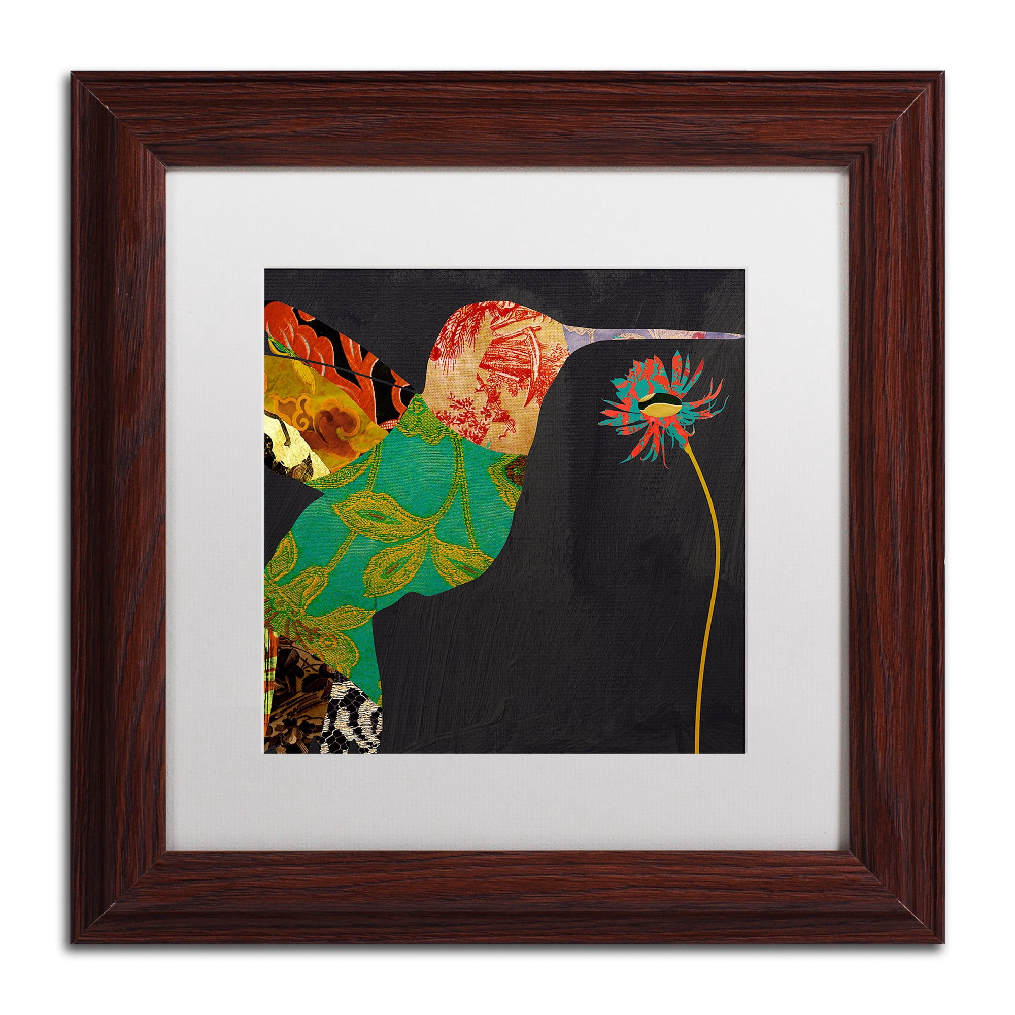 Trademark Fine Art "Hummingbird Brocade IV" Canvas Art by Color Bakery White Matte, Wood Frame