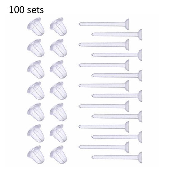 DESIGNICE Creative 100 Set Clear Earrings Ear Studs Piercing Retainers for Women Men