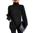 thumbnail image 3 of Suéter Suéter femenino Suéter Tops Suéter de punto de cuello alto suelto Cómodo traje de calle Cgtredaw Xl Negro para Mujer, 3 of 7