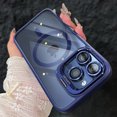 thumbnail image 1 of Funda de teléfono magnética de lujo a prueba de golpes para iPhone 15, 16, 14, 13, 12, 11 Pro Max, Funda protectora de lente de cristal con soporte Magsafe Blue For iPhone 13 ProMax, 1 of 6