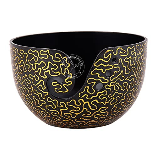 Hind Handicrafts Premium Solid Handmade Crafted Metallic Finish - Aluminum Portable Yarn Storage Bowl - Holder for Knitting Crochet Hook Accessories (6" x 6" x 4", Golden)